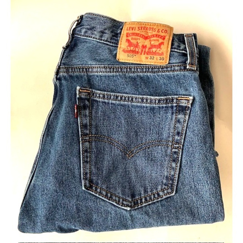 Levi's 505 Jeans Men's 32x30 (32X29) Regular Fit Straight Leg Denim Medium Wash